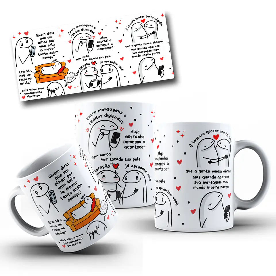 Arte Caneca Foi por uma tela do celular que eu te encontrei Arquivo em Jpg 1