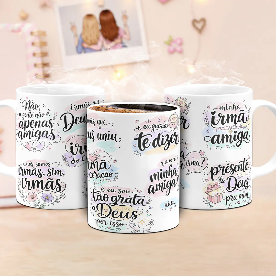 Arte Caneca Amizade Amiga Irmã Arquivo em Jpg  1