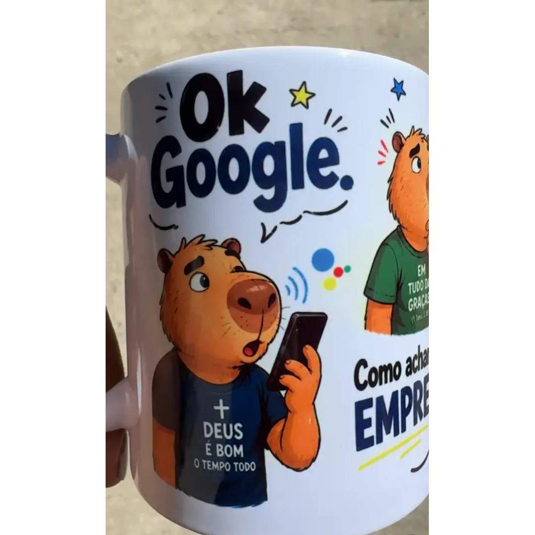 Arte Caneca Capivara ok google como achar um emprego que entra meio-dia, meio-dia e dez sai pra almoçar Arquivo em Jpg 1