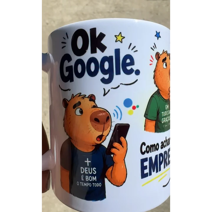 Arte Caneca Capivara ok google como achar um emprego que entra meio-dia, meio-dia e dez sai pra almoçar Arquivo em Jpg 1