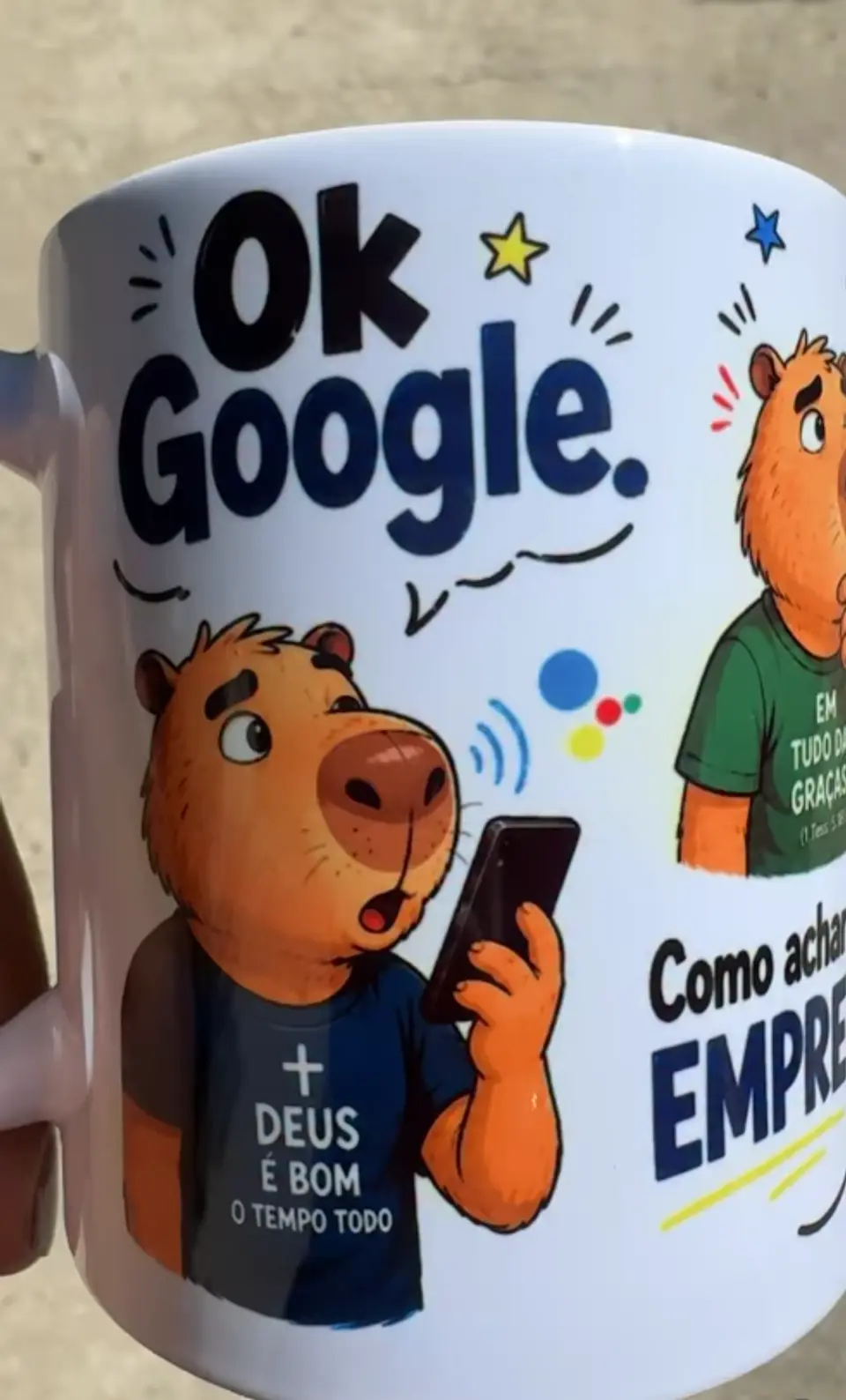 Arte Caneca Capivara ok google como achar um emprego que entra meio-dia, meio-dia e dez sai pra almoçar Arquivo em Jpg 1