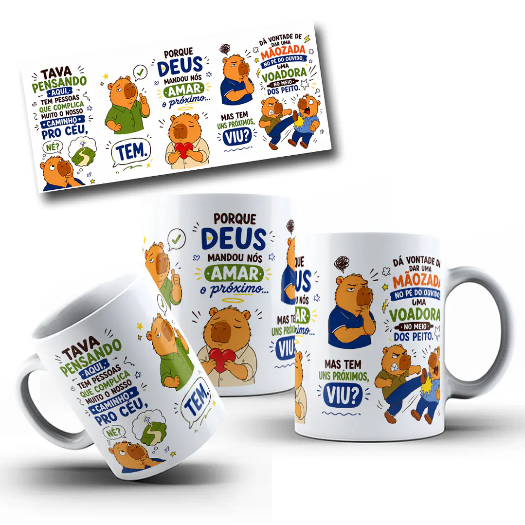 Arte para Caneca Capivara Tava pensando aqui tem pessoas que complica muito nosso caminho Arquivo em Jpg 1