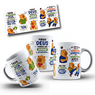 Arte para Caneca Capivara Tava pensando aqui tem pessoas que complica muito nosso caminho Arquivo em Jpg