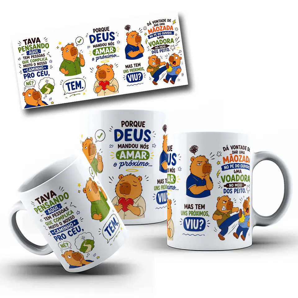 Arte para Caneca Capivara Tava pensando aqui tem pessoas que complica muito nosso caminho Arquivo em Jpg 1