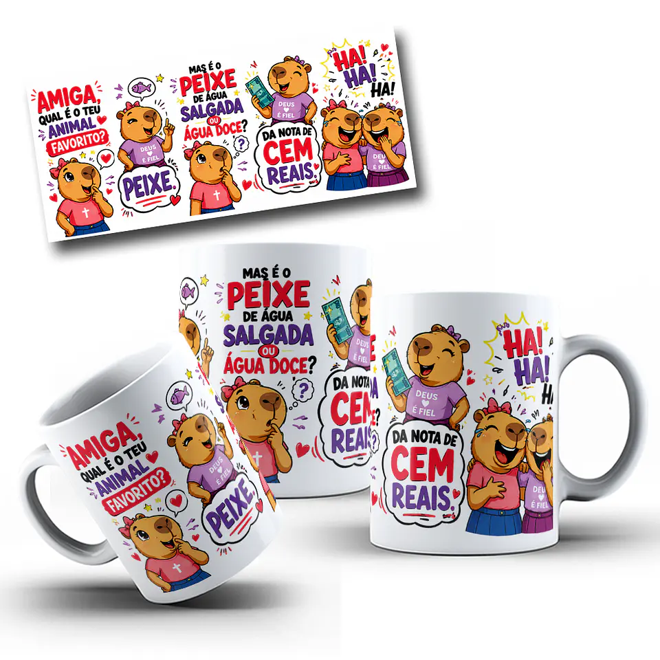 Arte Caneca Amizade Capivara Amiga qual seu animal favorito Arquivo em Jpg 6