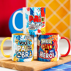 16 Artes para Caneca Dia dos Pais Meu Pai meu Herói Arquivo em Png