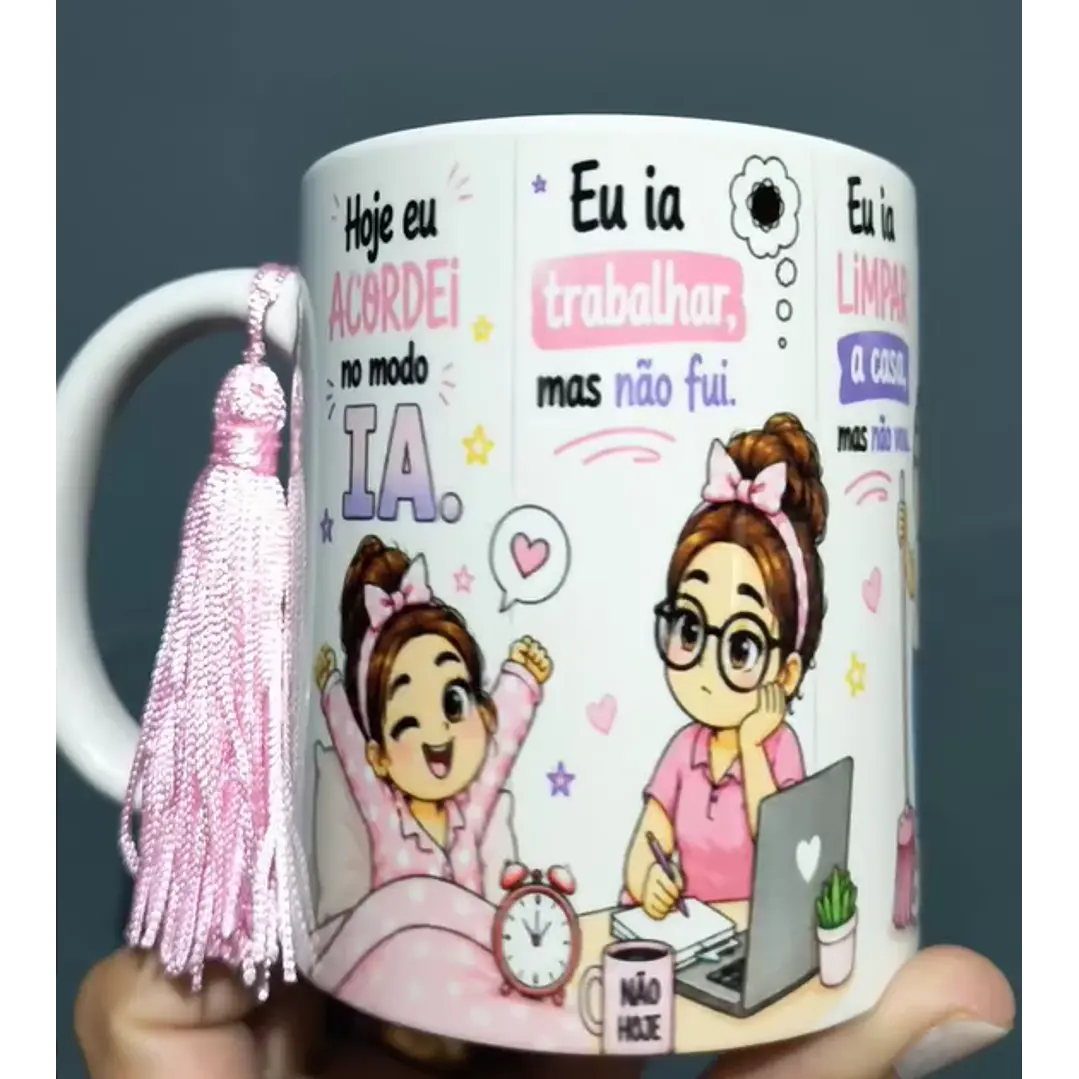 Artes para Caneca hoje eu acordei no modo ia. não hoje em Png  1