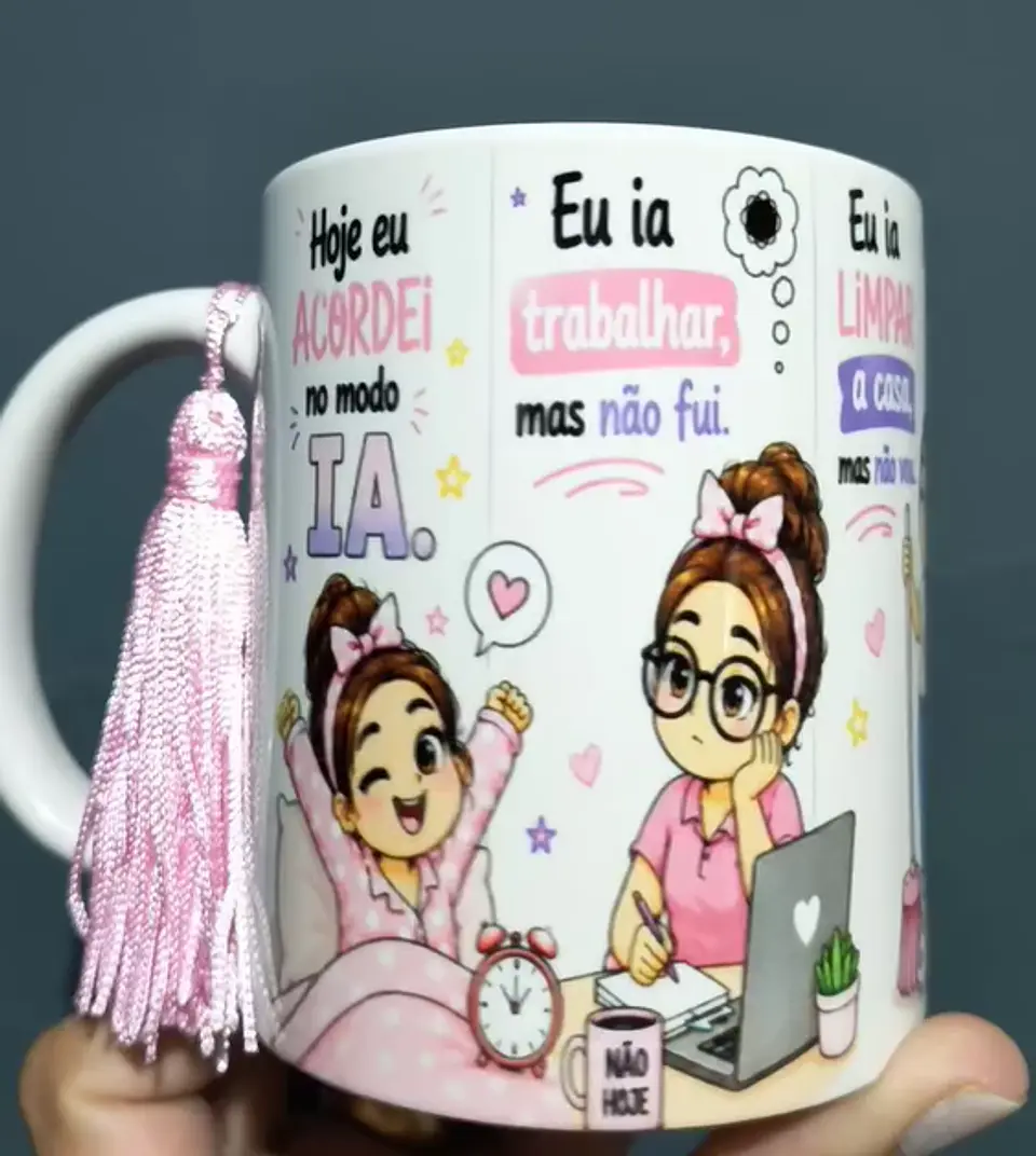  Artes para Caneca hoje eu acordei no modo ia. não hoje em Png  1