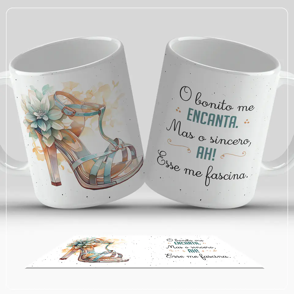 6 Artes para Caneca Frases Coleção Salto Alto Arquivo em Jpg 3