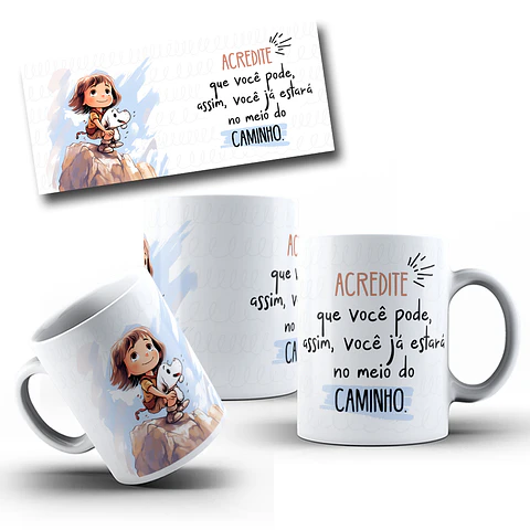 6 Artes para Caneca Frases Positividade Arquivo em Jpg 