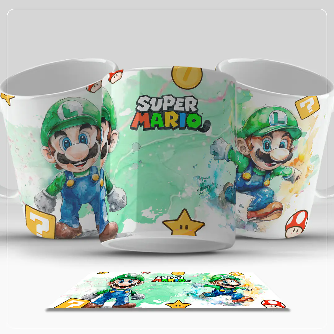 6 Artes para Caneca Super Mario Aquarela Arquivo em Png  2