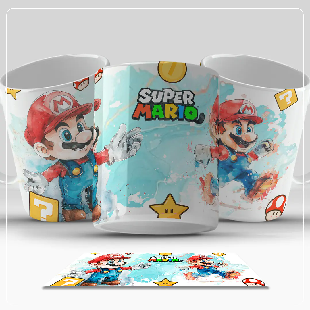 6 Artes para Caneca Super Mario Aquarela Arquivo em Png  1