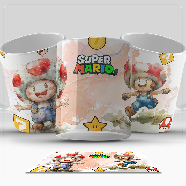 6 Artes para Caneca Super Mario Aquarela Arquivo em Png  4