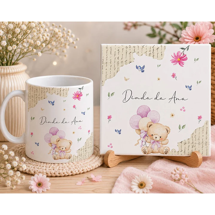 8 Artes para Caneca e Azulejo Dindos Batismo Infantil Aquarela Arquivo Editável 3