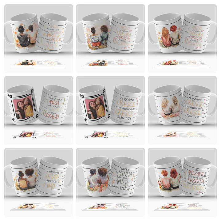 12 Artes para Caneca Amigas Amizade Arquivo em Png 1
