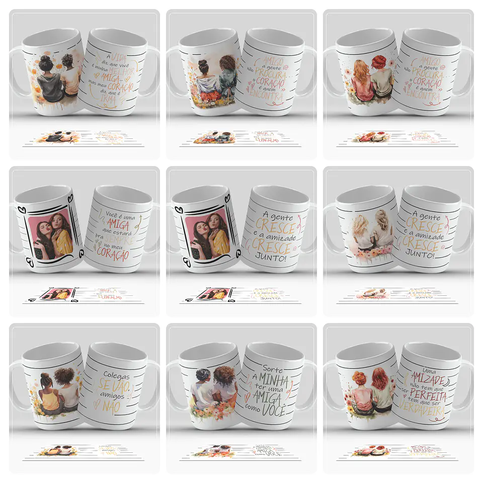 12 Artes para Caneca Amigas Amizade Arquivo em Png 1