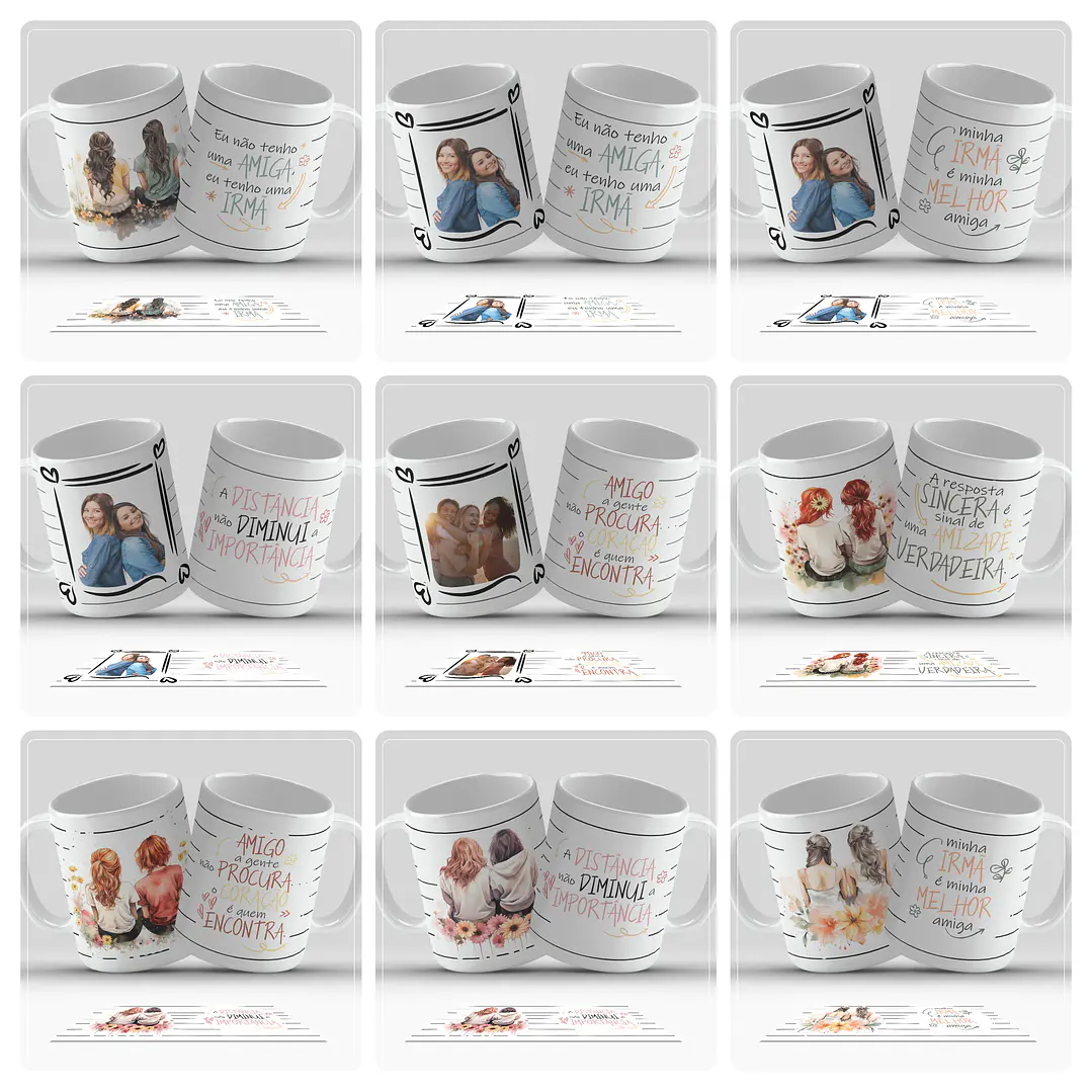 12 Artes para Caneca Amigas Amizade Arquivo em Png 3