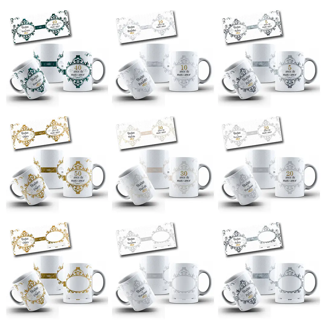 12 Artes para Caneca Bodas Arquivo em Png 1