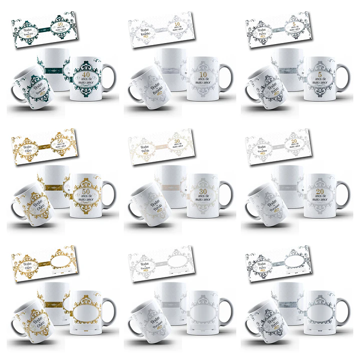 12 Artes para Caneca Bodas Arquivo em Png 1
