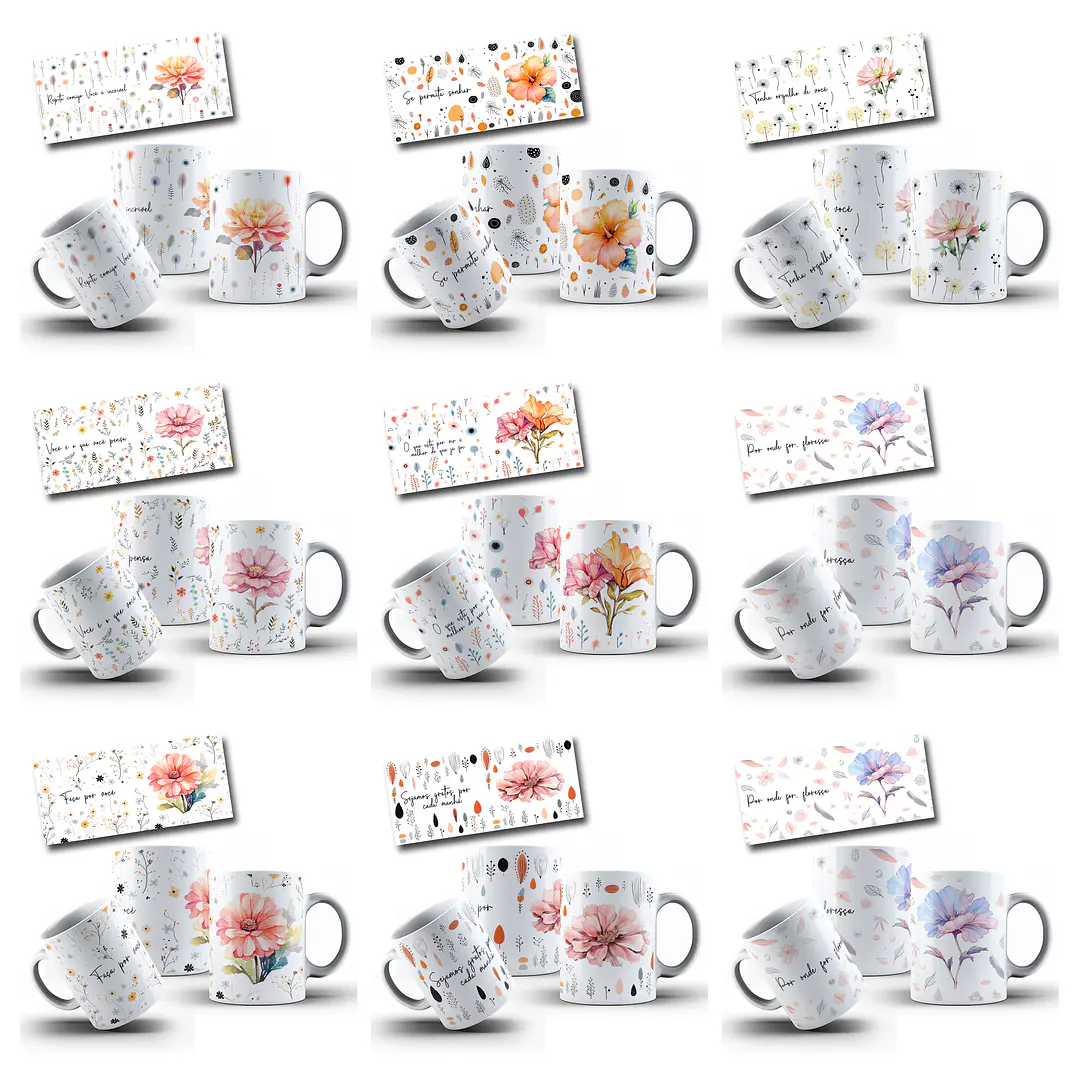 14 Artes para Caneca Floral Frases Arquivo em Jpg 2