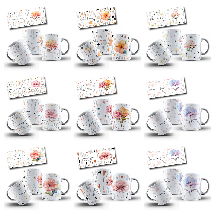 14 Artes para Caneca Floral Frases Arquivo em Jpg 2