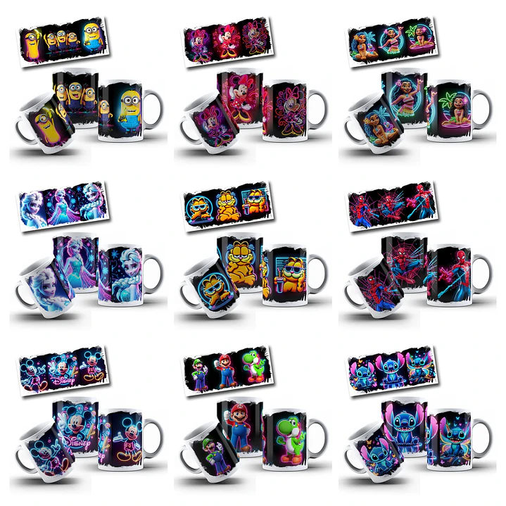 15 Artes para Caneca Neon Personagens Arquivos em Png 1