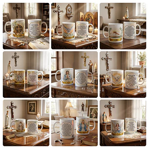 24 Artes para Caneca Orações Católicas Santinhos Arquivo em Jpg 