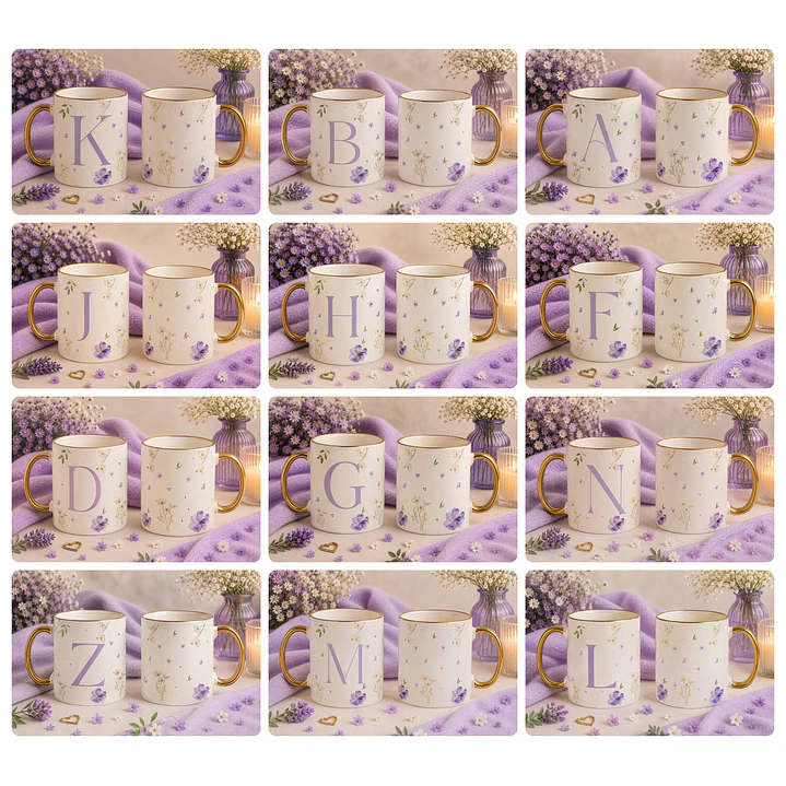 26 Artes para Caneca Alfabeto Flores do Campo Arquivo Editável 1