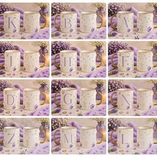 26 Artes para Caneca Alfabeto Flores do Campo Arquivo Editável