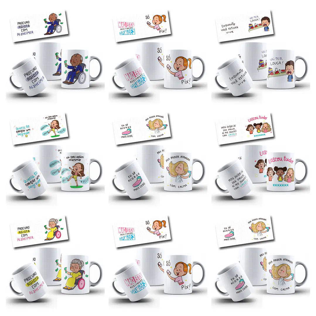 31 Artes para Caneca Humor Amizade e Motivacional Ilustrado Frases engraçadas Arquivo em Jpg 4