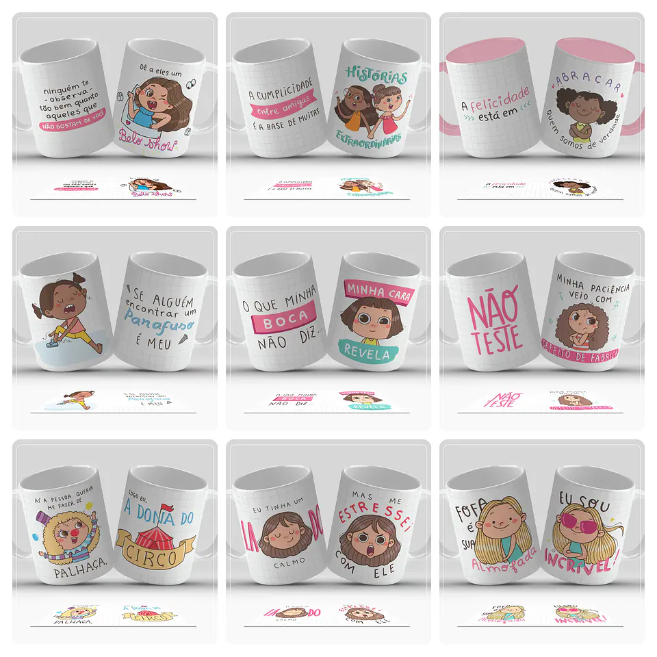 31 Artes para Caneca Humor Amizade e Motivacional Ilustrado Frases engraçadas Arquivo em Jpg 2
