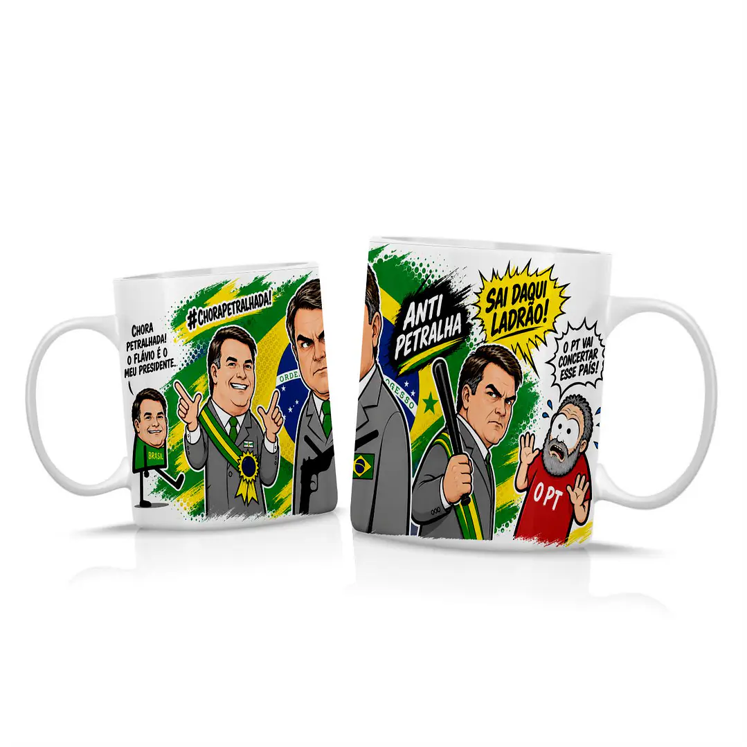 Arte Caneca Flávio Bolsonaro - Sai Daqui Ladrão Arquivo Png  1