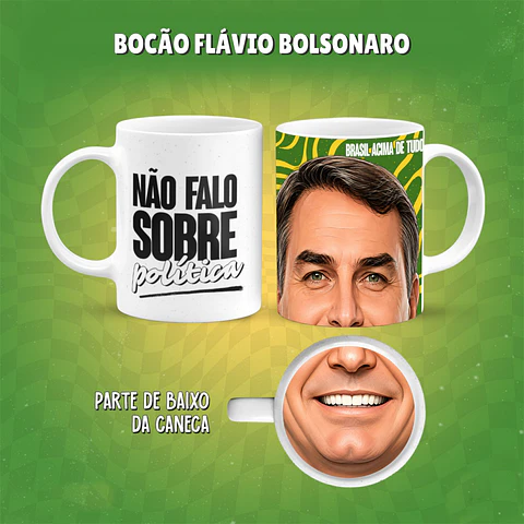 4 Artes para Caneca Flávio Bolsonaro Bocão Arquivo em Png