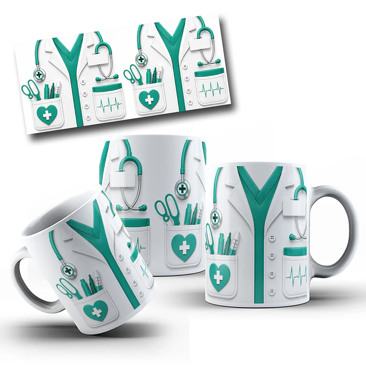 3 Artes para Caneca Doutor Medicina 3d Arquivo em Png 3