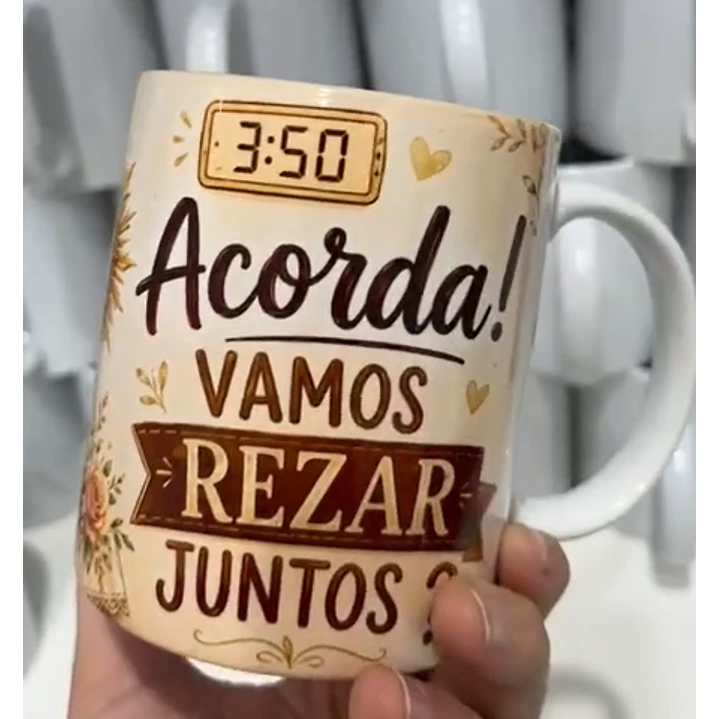 2 Artes para Caneca Frei em Orações Acorda Vamos rezar junto Arquivo em Png 3