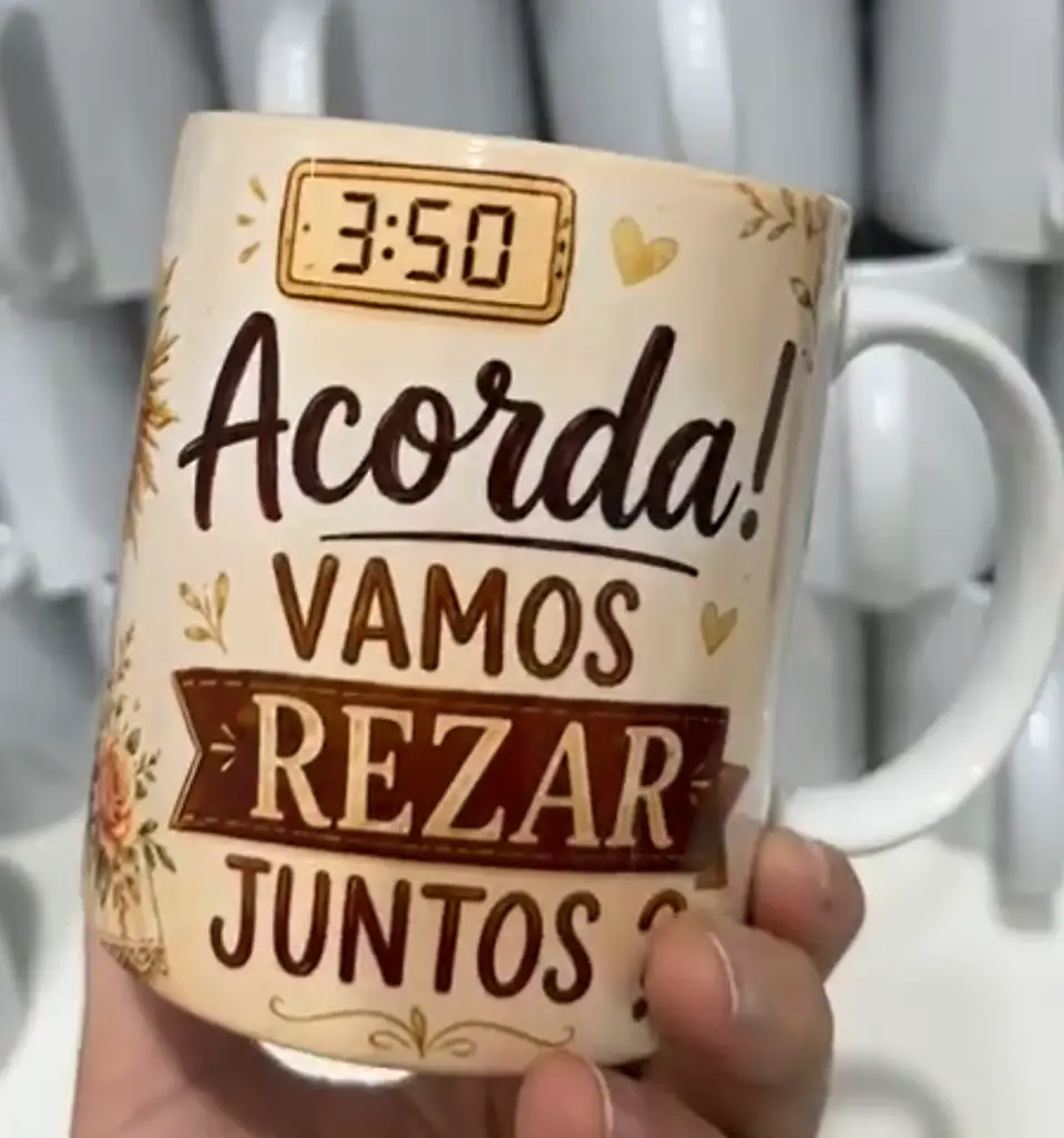 2 Artes para Caneca Frei em Orações Acorda Vamos rezar junto Arquivo em Png 3