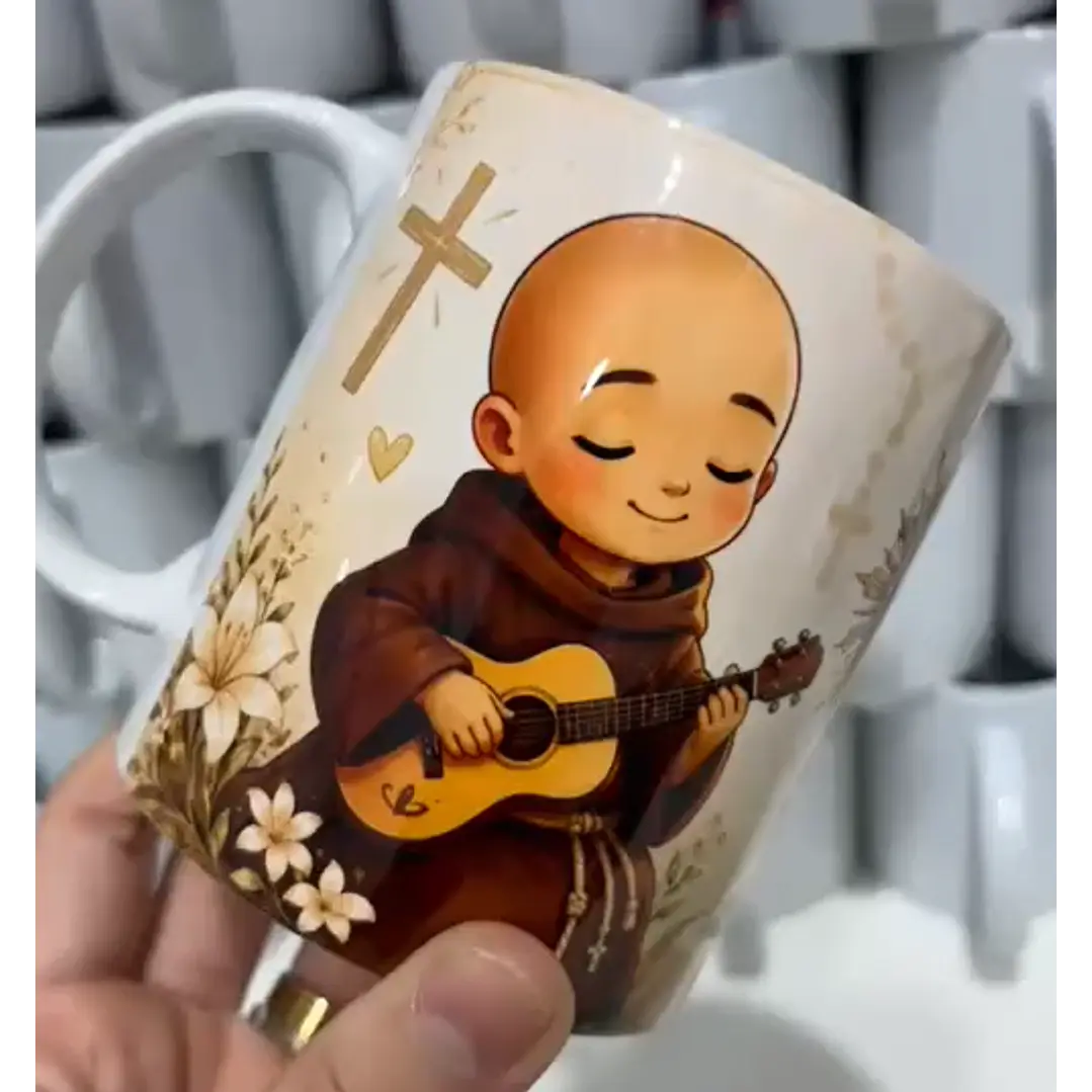 2 Artes para Caneca Frei em Orações Acorda Vamos rezar junto Arquivo em Png 1
