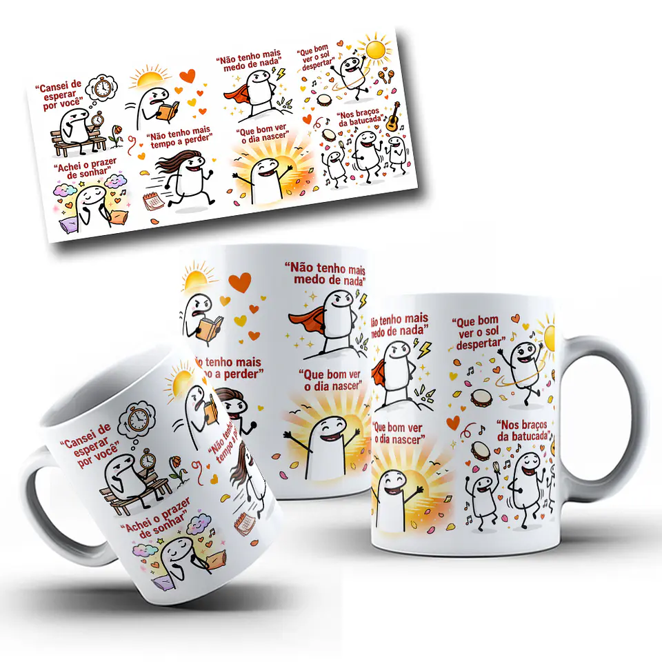 Artes para Caneca Flork Cansei de esperar por você, Não tenho mais tempo a perder Arquivo em Png  1