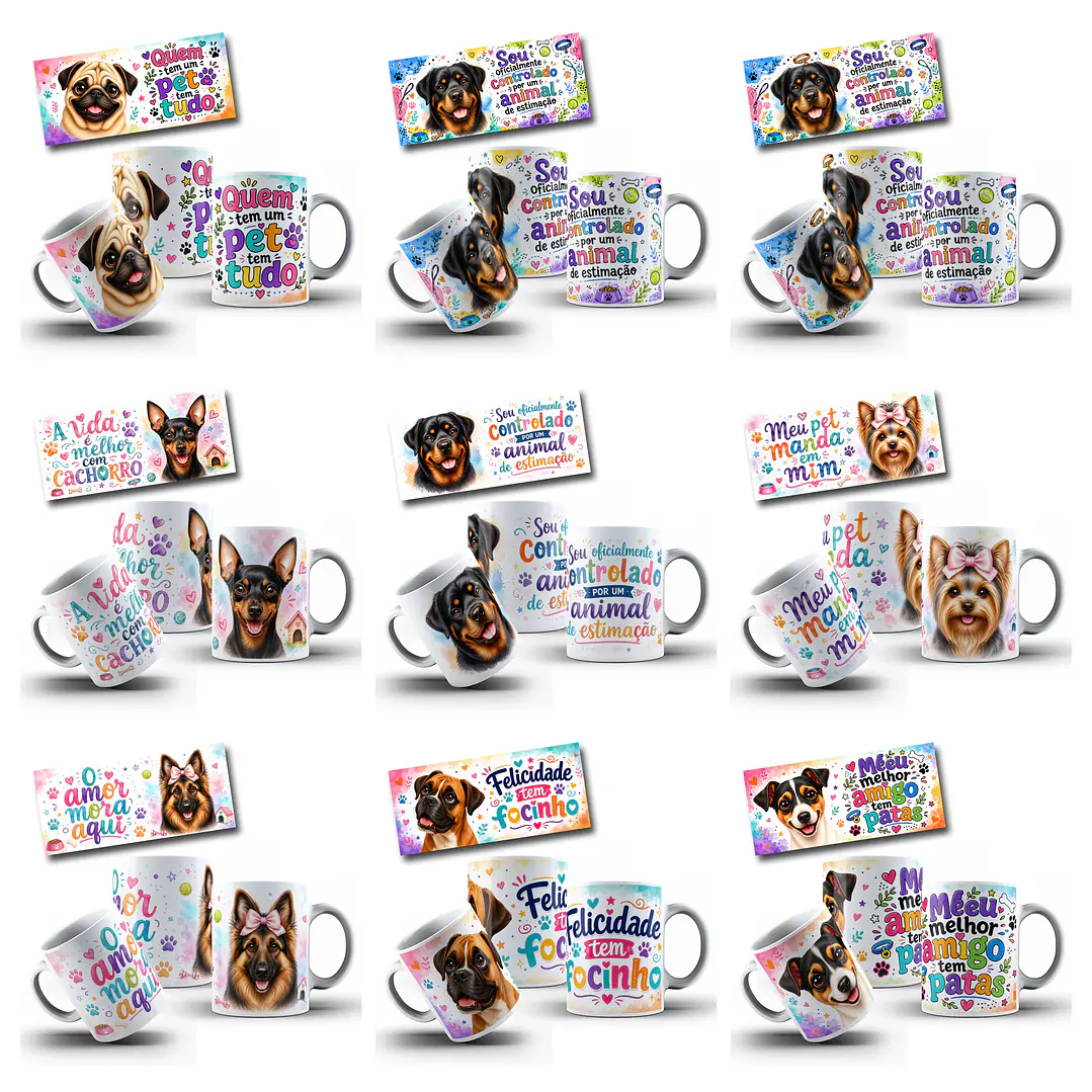 20 Artes para Caneca Cachorros Pets Lovers Arquivo em Jpg  2