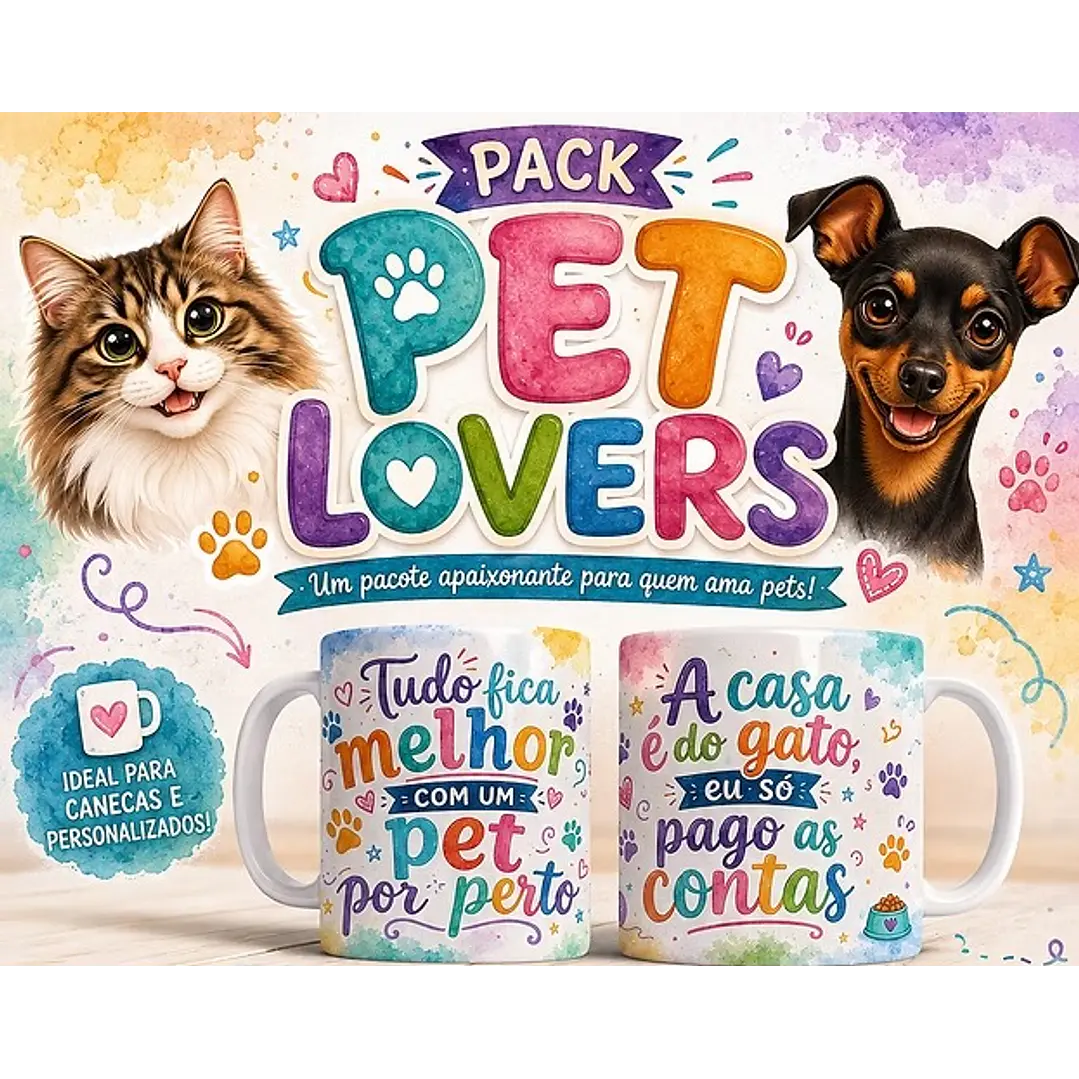 20 Artes para Caneca Cachorros Pets Lovers Arquivo em Jpg  1