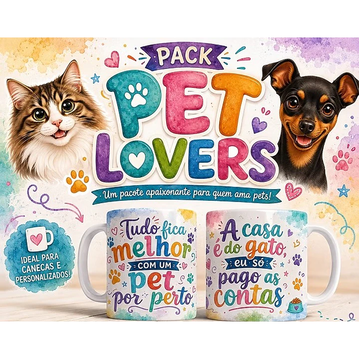 20 Artes para Caneca Cachorros Pets Lovers Arquivo em Jpg  1