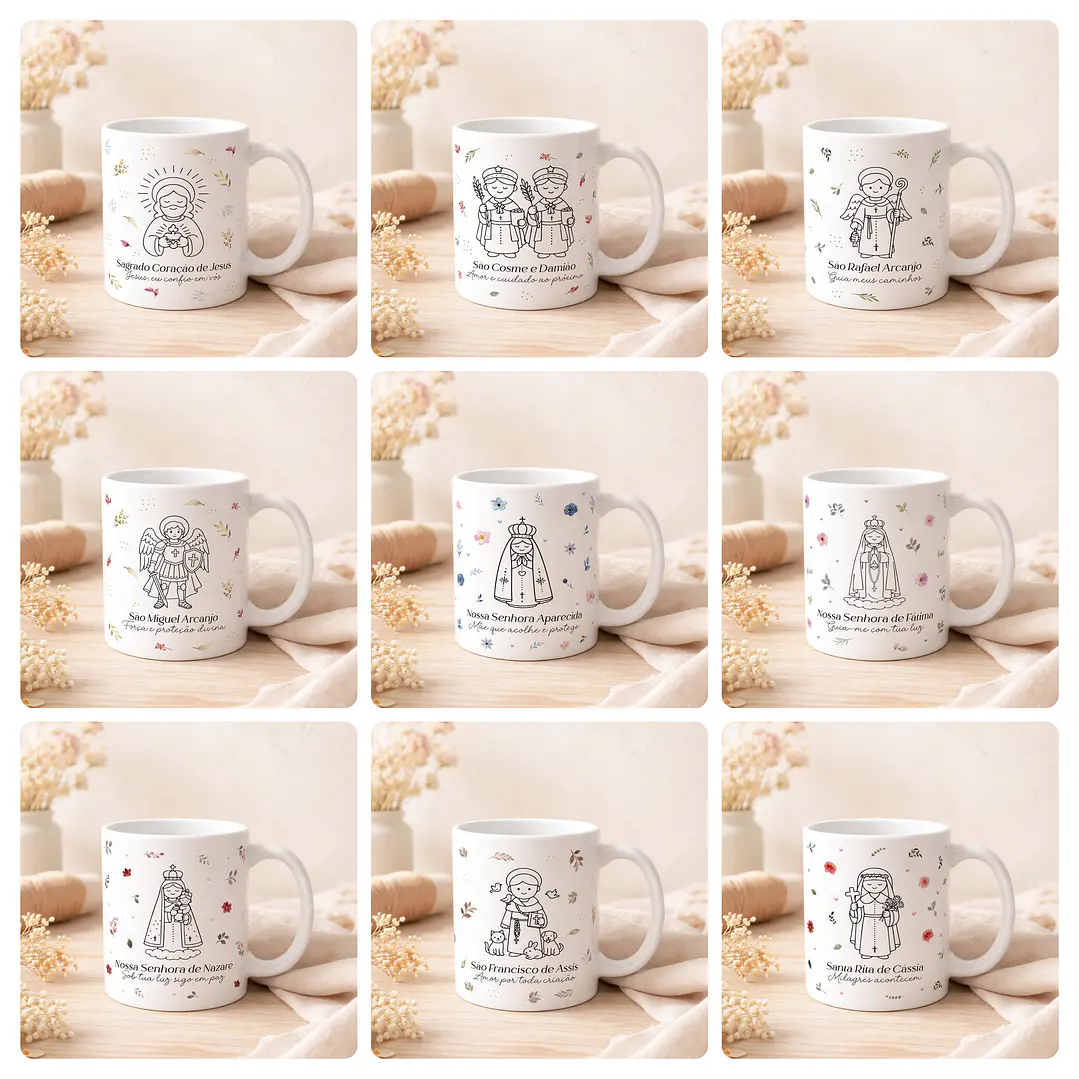 20 Artes para Caneca Santinhos Arquivo Editável  1