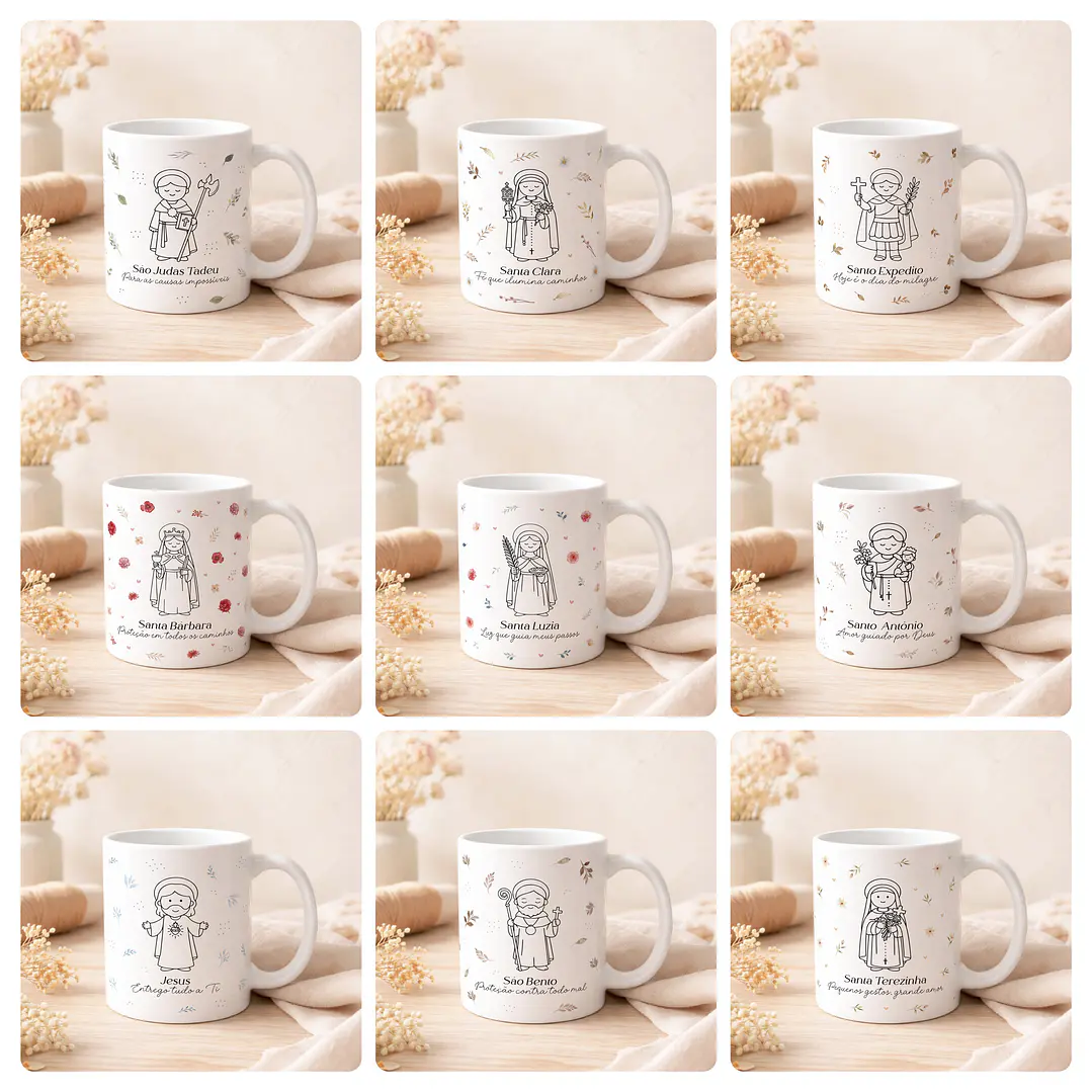 20 Artes para Caneca Santinhos Arquivo Editável  2