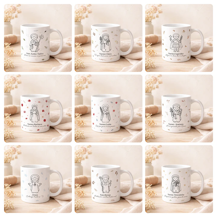 20 Artes para Caneca Santinhos Arquivo Editável  2