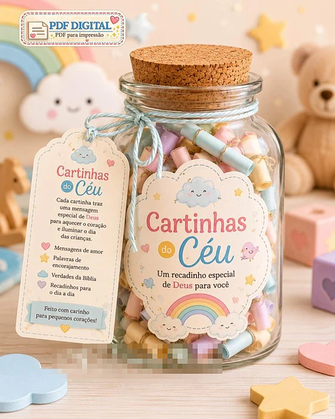 Arquivo Pote Cartinhas do Céu Para crianças Arquivo em Pdf 