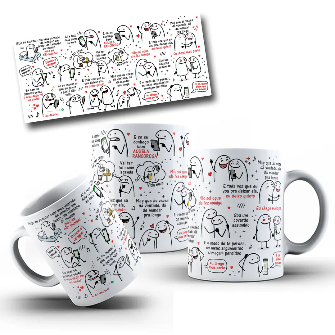 Arte para Caneca Flork Hoje eu acordei com uma vontade de mandar um texto do tamanho do mundo Musica - Rancorosa - Henrique e Juliano Arquivo Png 1