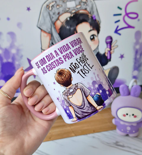 Arte para Caneca Bts JIn e Namjoon Se um dia a vida te der as costas, não fique triste... O Jin estará lá Arquivo Png