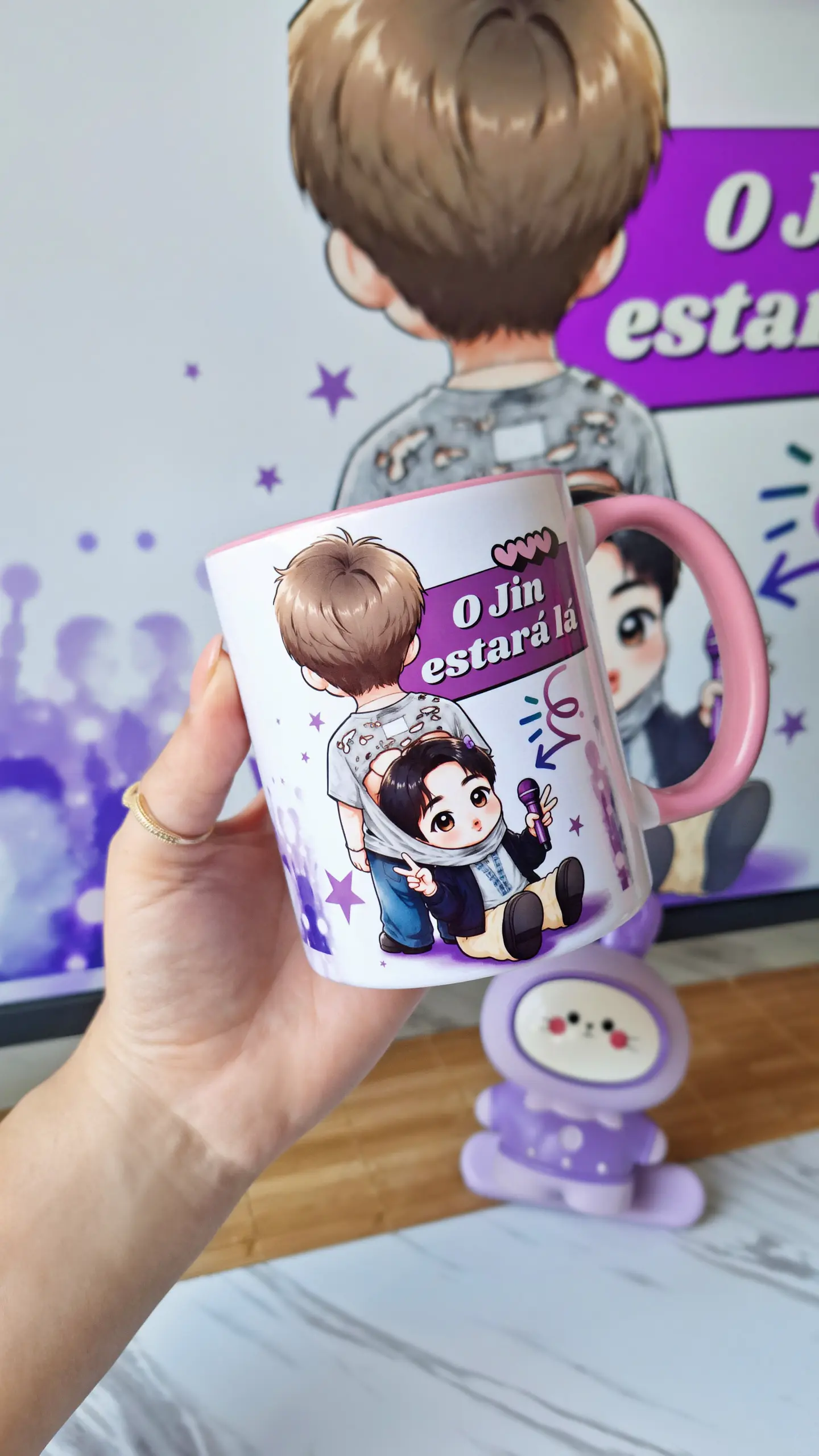 Arte para Caneca Bts JIn e Namjoon Se um dia a vida te der as costas, não fique triste... O Jin estará lá Arquivo Png 2