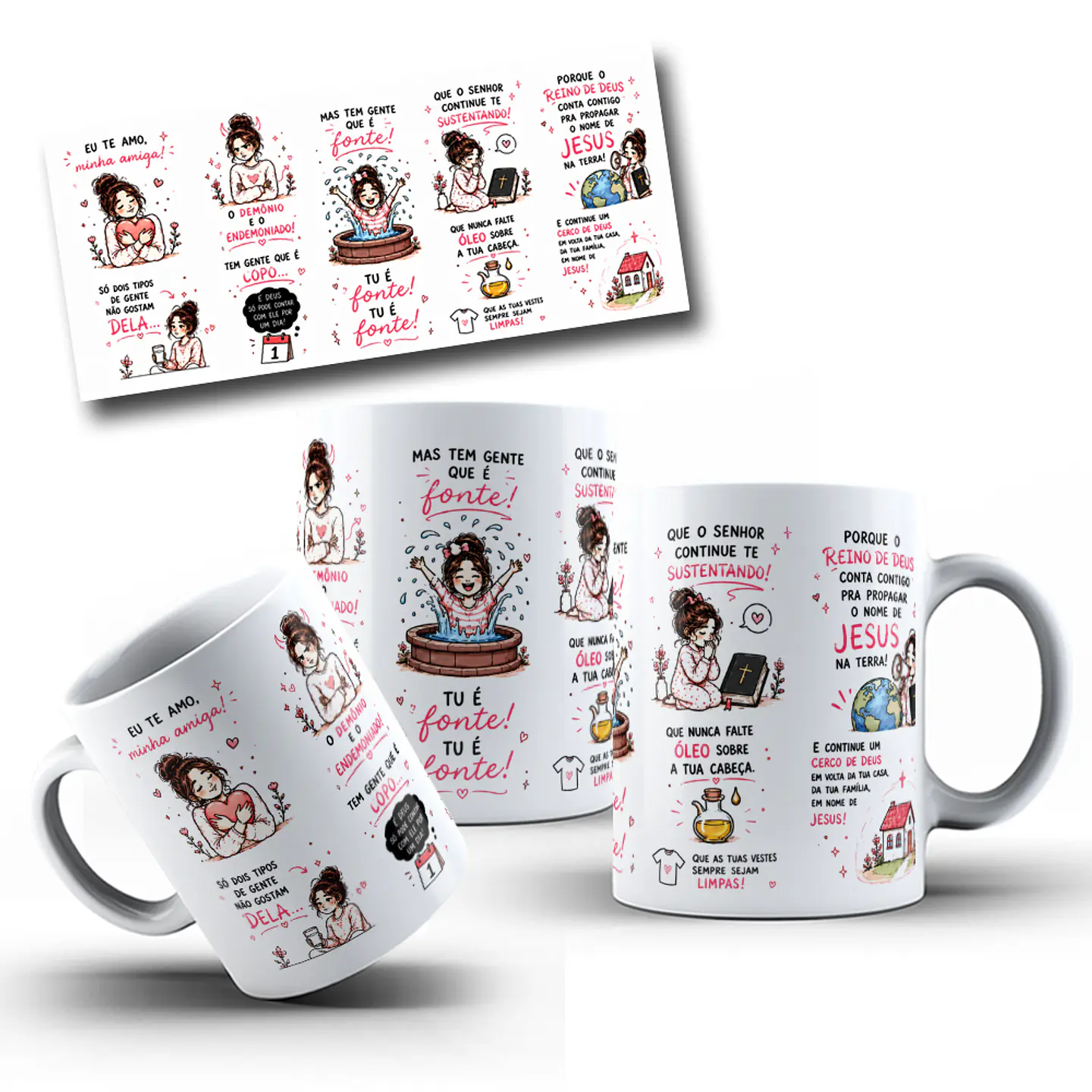 Arte para Caneca Eu te amo tanto minha amiga, só dois tipos de gente não gostam dela. o demônio e o endemoniado Arquivo Png 1