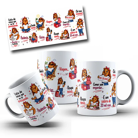 Arte para Caneca Lista de coisas que eu estou precisando Arquivo Png